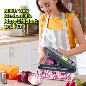 12-in-1 çok fonksiyonlu gıda parçalayıcı profesyonel soğan kıyıcı ile 7 bıçakları sebze kesici ile konteyner için salata - Product Image 5