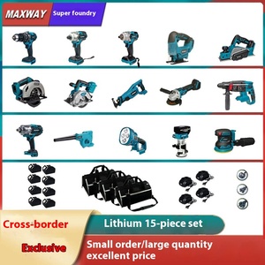 Maxwell 15-Piece elektrikli alet pil paketi takım endüstriyel Combo kiti matkap pistonlu testere elektrikli planya Jig testere kırpma makinesi