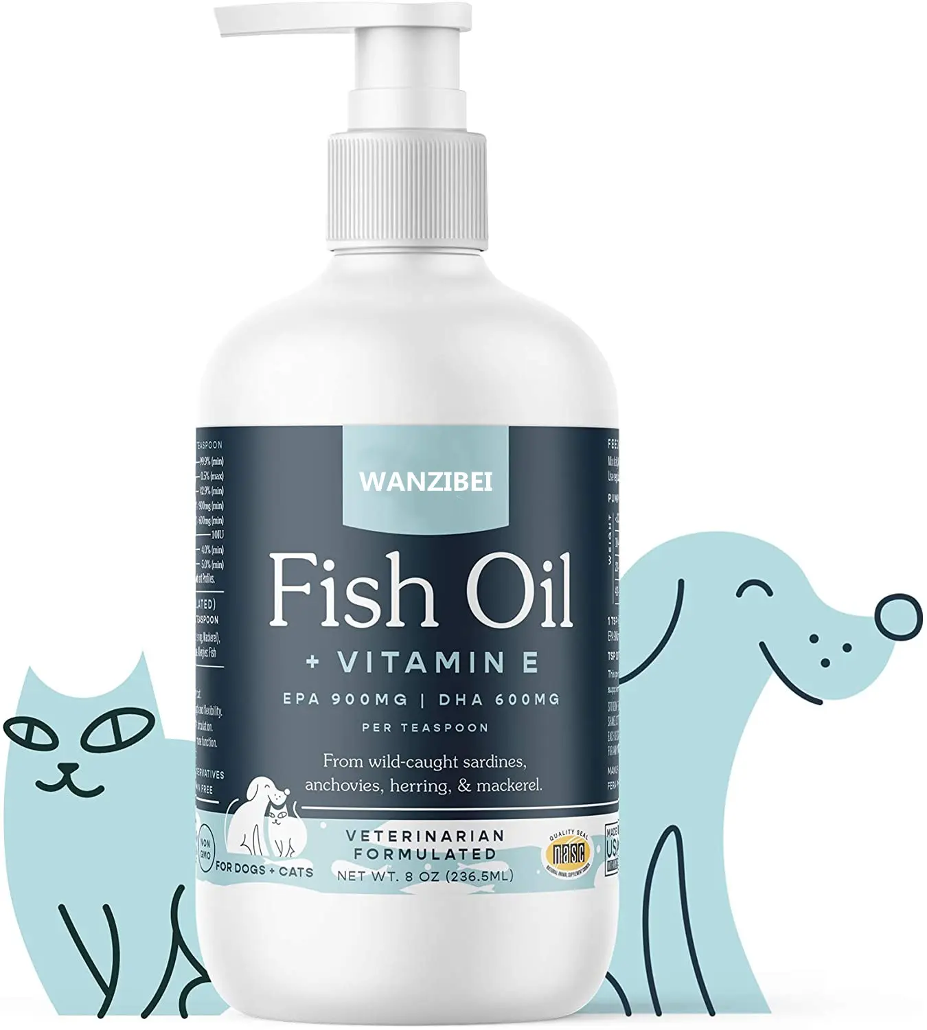 Wild Alaskan Salmon Oil for Dogs - Omega-3 for Dogs - Pet Liquid Food Supplement - Hip and joint supplement for dogs