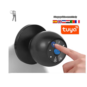 Akıllı topuzu parmak İzi tuş dijital biyometrik şifre Tuya Bluetooth kontrol elektronik anahtarsız giriş kapı kapalı kilit - Product Image 1