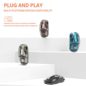 Doppia modalità ergonomica 2.4G BT Wireless ricaricabile Mini Mouse per Computer completamente trasparente per ufficio portatile otticamente 3D Stock - Product Image 4