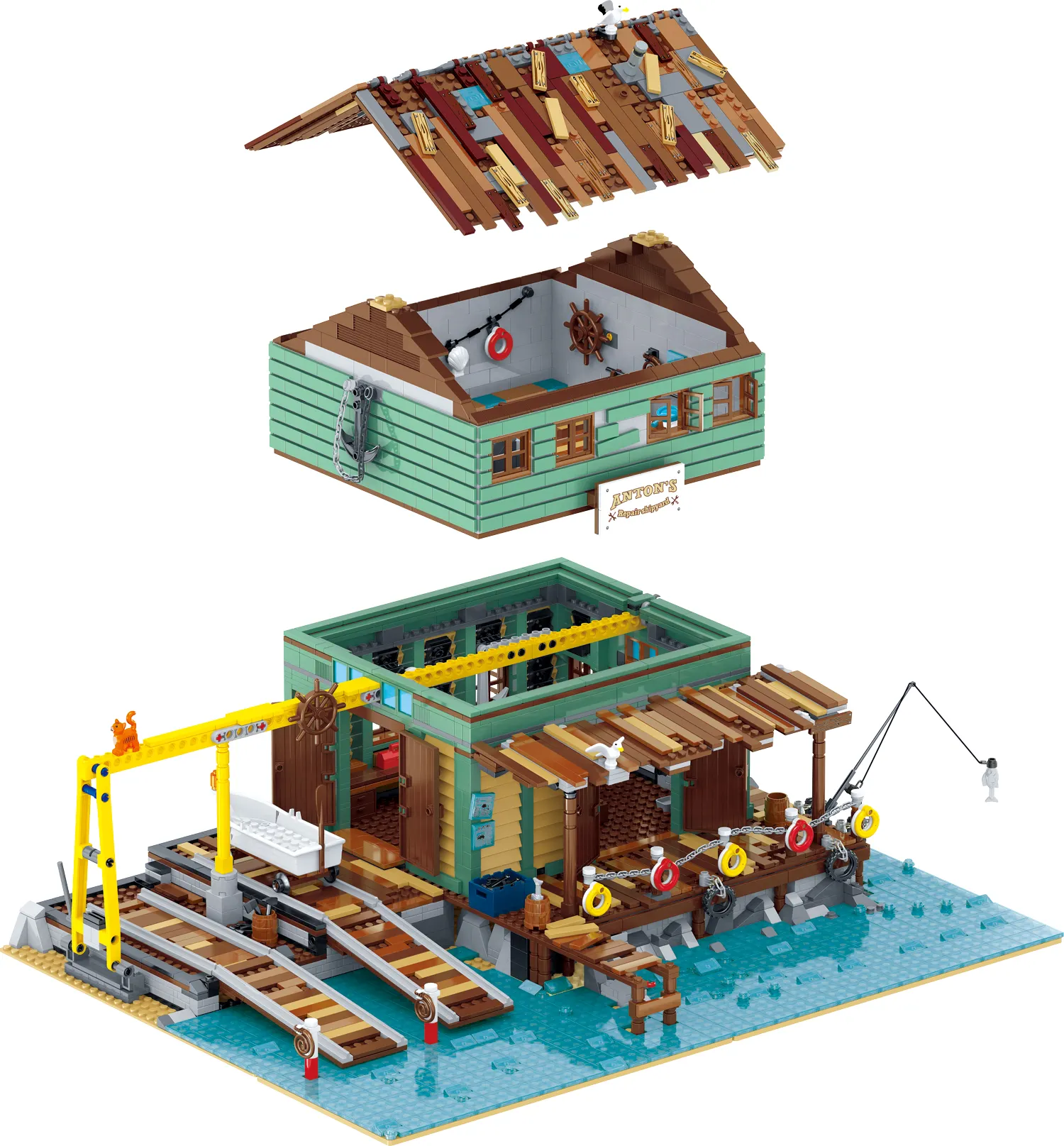 MORK 30106 reparación de barcos pescador modelo Construcción ladrillo chico educativo pila construcción juguetes conjunto niños