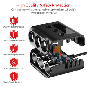 Çakmak distribütörü 100 W 12 V/24 V araba şarjı adaptör 3 DC soket Splitter 4 USB portu ile araba şarjı - Product Image 4