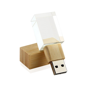 Kostenlose gravierte 3D-Laser Logo Memory Stick Holz USB-Glas USB-Flash-Laufwerk Kristallglas USB-Geschenke Hochzeit für die Fotografie