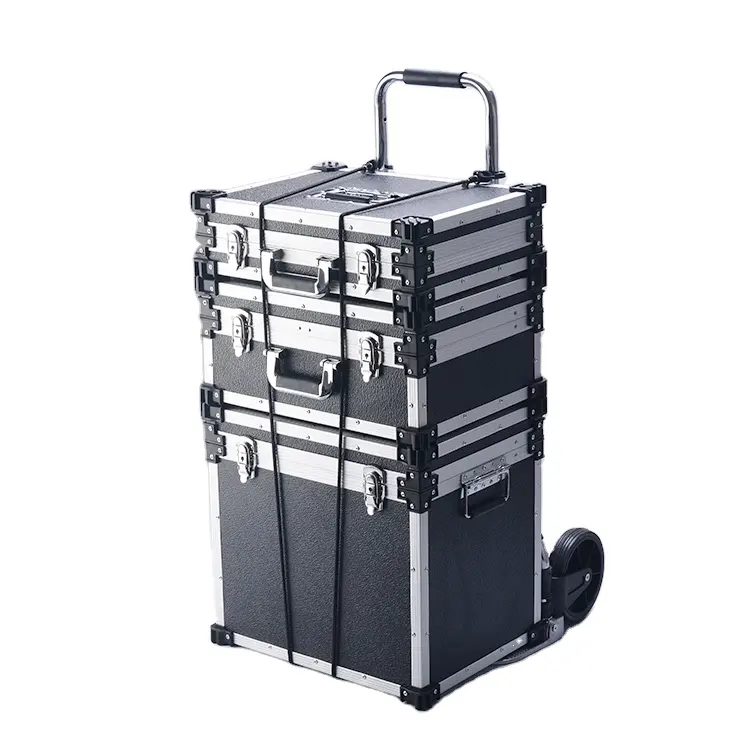 Professional Rolling Trolley Aluminum Tool Cases with Wheels Tool Storage Customized 450x340x775mm GL-TR37 Glary Gray TR37