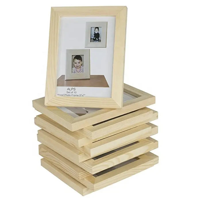 Marcos de madera sólida sin terminar, marcos de fotos de madera personalizados para escritorio
