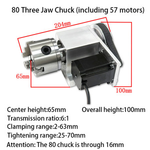 4th <strong>Axis</strong> Rotary Table <strong>CNC</strong> 4th <strong>Axis</strong> 3 Jaw Chuck 80mm Rotary <strong>Axis</strong> <strong>Rotation</strong> 6:1 for Mini <strong>CNC</strong> <strong>Router</strong> Woodworking Engraving Machine - Product Image 2