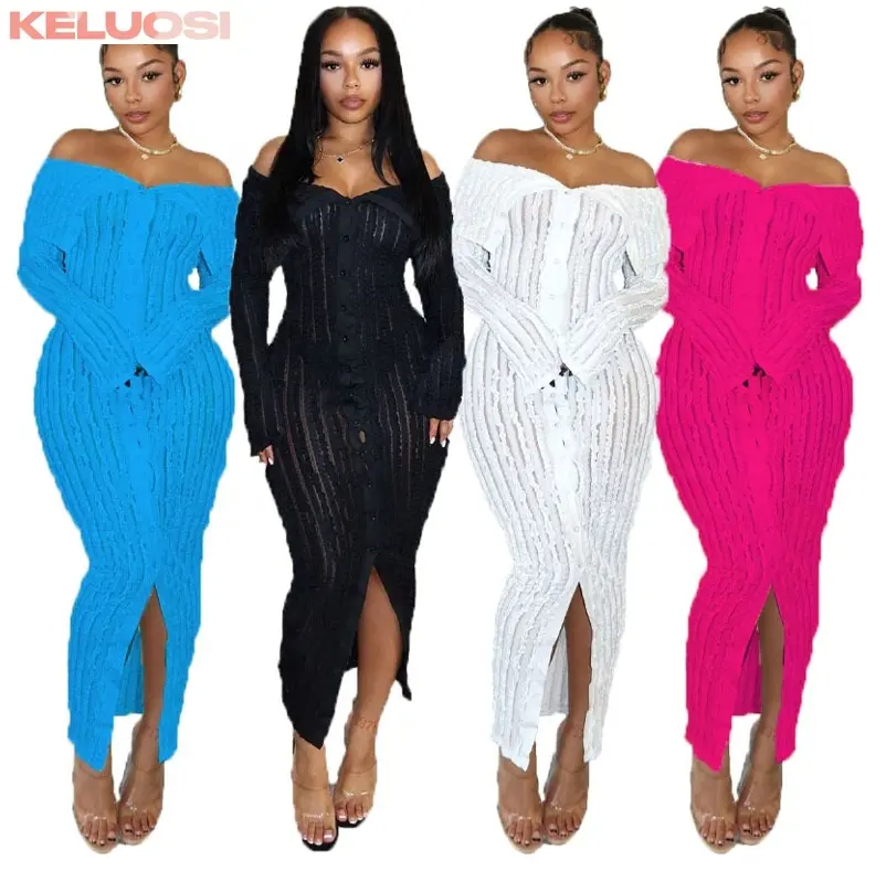 Solid Color Long Sleeve Pleated Bodycon Dresses Women Designer Elegant Off Shoulder Ruched Skinny Maxi Dress 2024