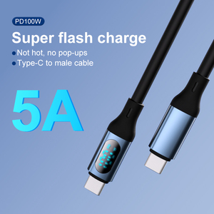 批发5A Fsat充电铜线USB C型充电和数据线带数字显示电话传输电缆