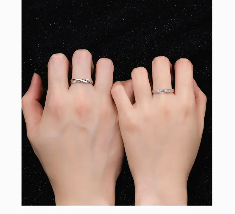 Anello di coppia in argento Sterling 925 di vendita calda PASUXI Design semplice anelli di diamanti in zircone di cristallo da sposa