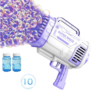 27cm 32 Holes 2 Color Mixed Box Packaging Usb Charging Children's Porous <strong>Bubble</strong> Blowing Toy Rechargeable <strong>Bubble</strong> Machine Toy - Product Image 1