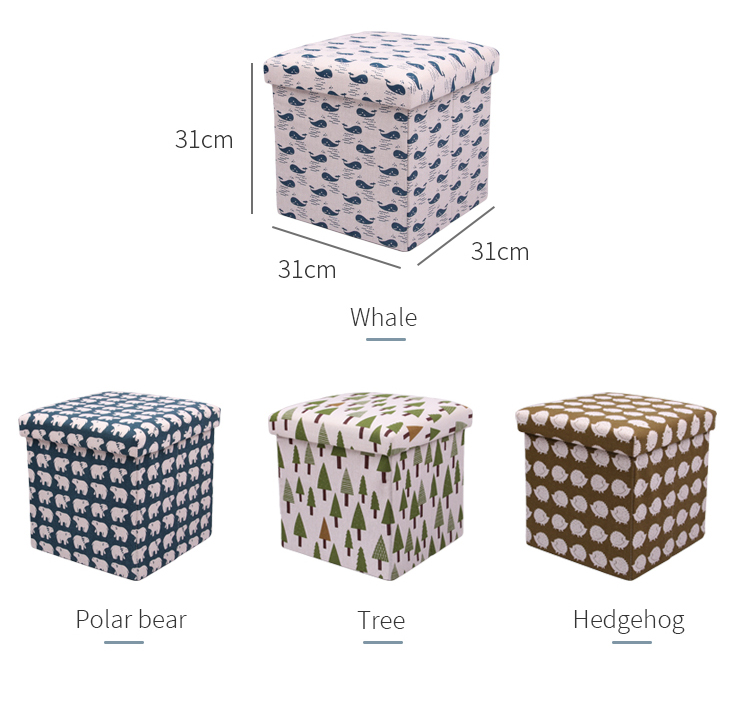 Cartoon Fabric Folding Storage Stool High Quality Ottoman Multi-functional Upholstered Chair Sit-on Toy Storage Box