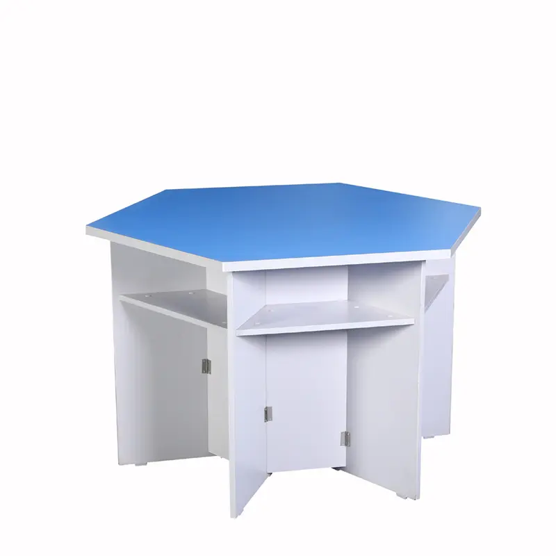 Sink Available Hexagonal Anti Acid Worktop Science Lab Equipment Hospital Wooden Laboratory Furniture