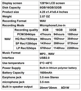 Digital Audio <strong>Recorder</strong> N1pro Voice Activated Record 350hours Longtime Record Noise Reduction Multi-language - Product Image 6