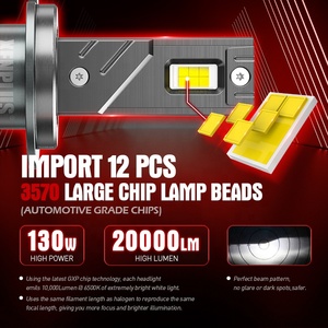 Xenplus U17 130W 20000LM 6500K H1 H3 H4 H7 H11 H13 9005 9006 9012 9004 9007 tự động hệ thống chiếu sáng H7 Led Đèn Pha bóng đèn - Product Image 2