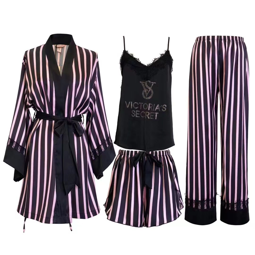 Set di 4 perle - Nero e rosa