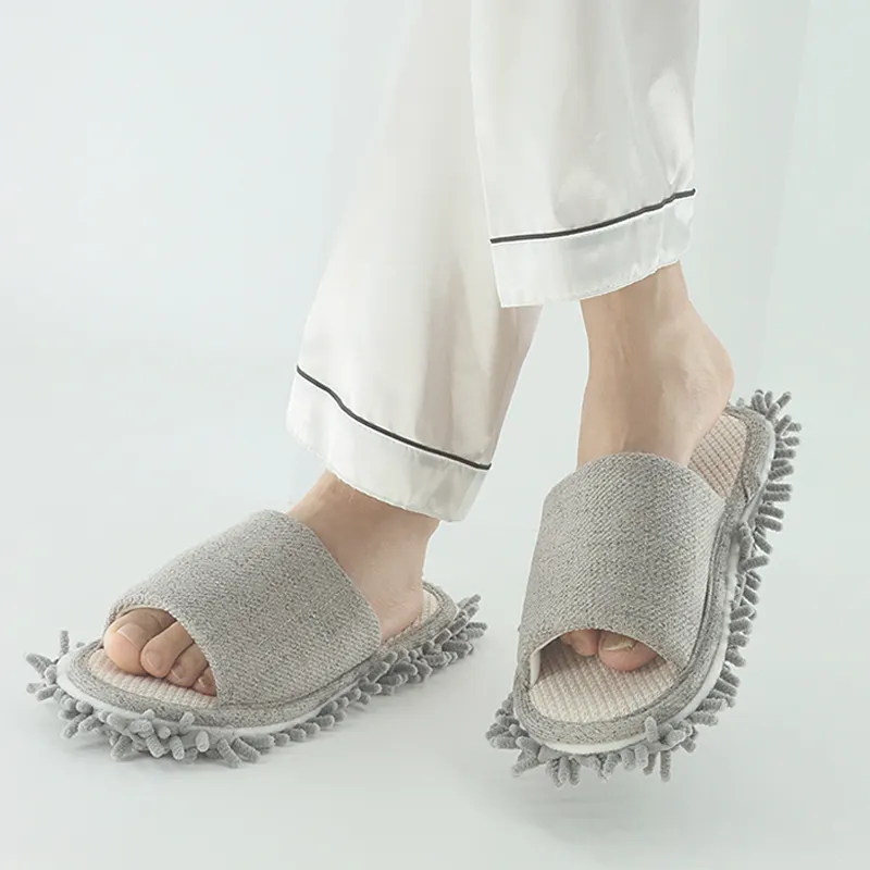 Wholesale Women Microfiber Clean Slippers Flax Soled Floor Lazy Wiping Slides Home Dust Cleaning Mop Slippers