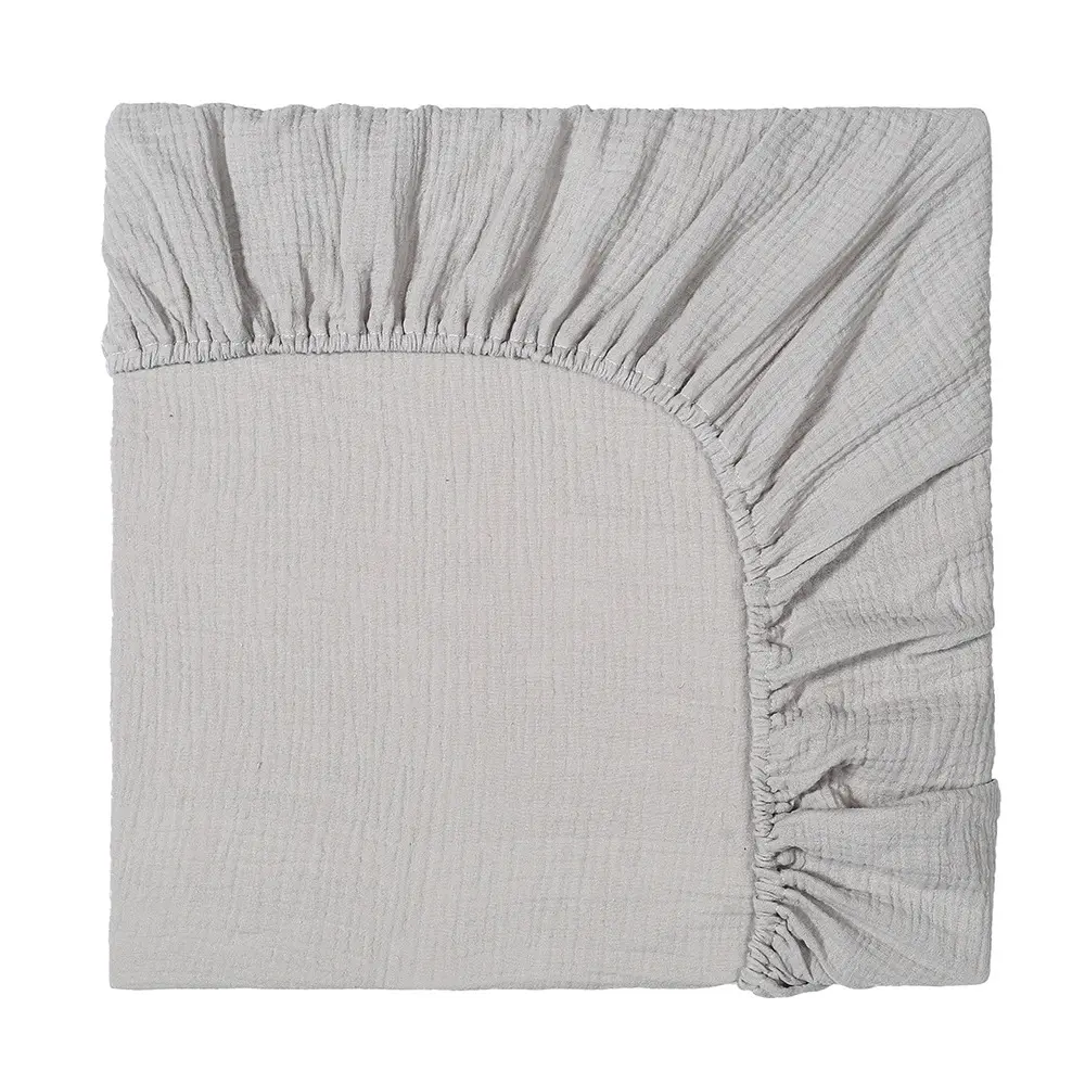 Chapeau de lit de berceau de couleur unie tissu de crêpe de coton bébé fil de coton chapeau de lit Double fil de coton draps respirants doux