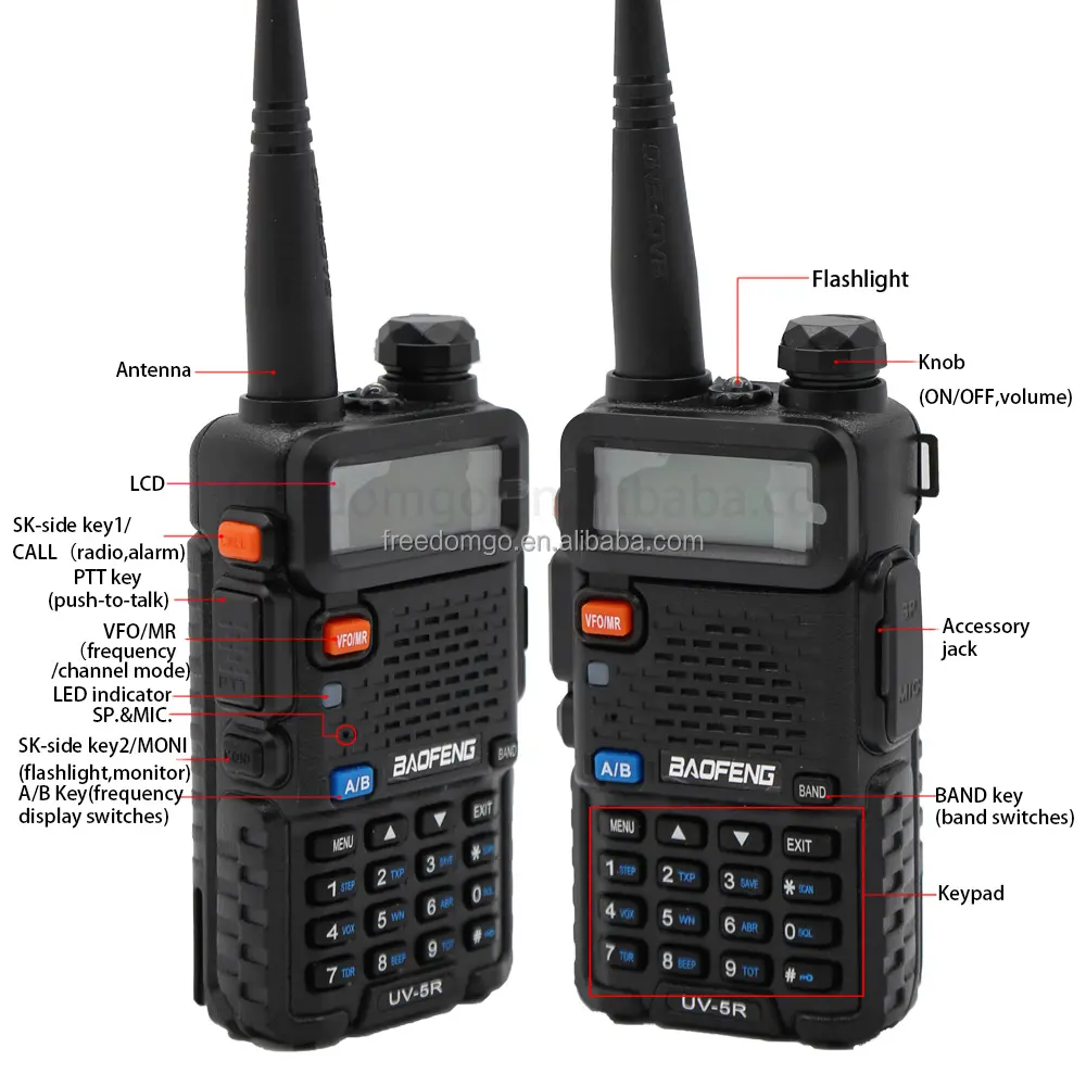 Baofeng Uv-5r 5w Handy Radio Uhf Vhf Radios Portée Amateur Mobile Double Bande Bidirectionnelle Double Bande Talkie Walkie Affichage LED Extérieur