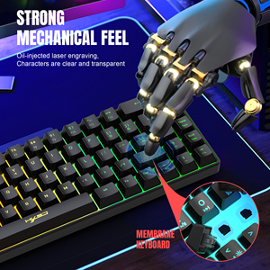 Venta al por mayor HXSJ V200 teclado de membrana de 68 teclas duradero silencioso RGB retroiluminado ABS Tipo-C Teclado mecánico para juegos para ordenador - Product Image 6