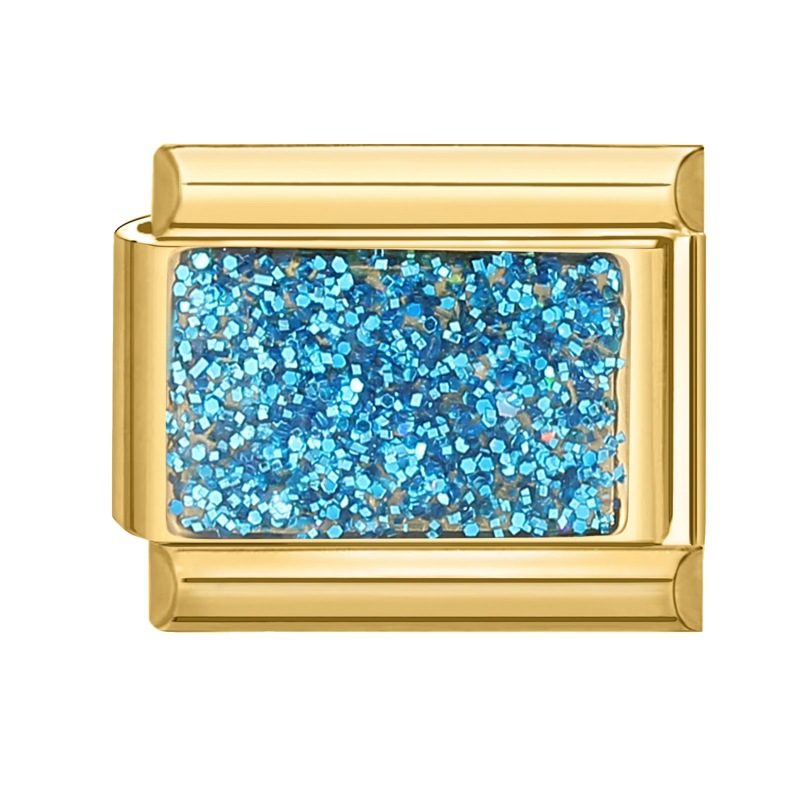 Bleu avec des flocons de paillettes dorées