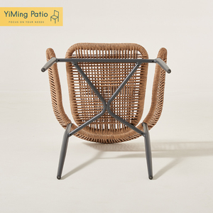 Estilo con diseño transpirable y estructura resistente Cómodo elegante asiento de mimbre Silla de bambú Patio Balcón Jardín Silla de ratán