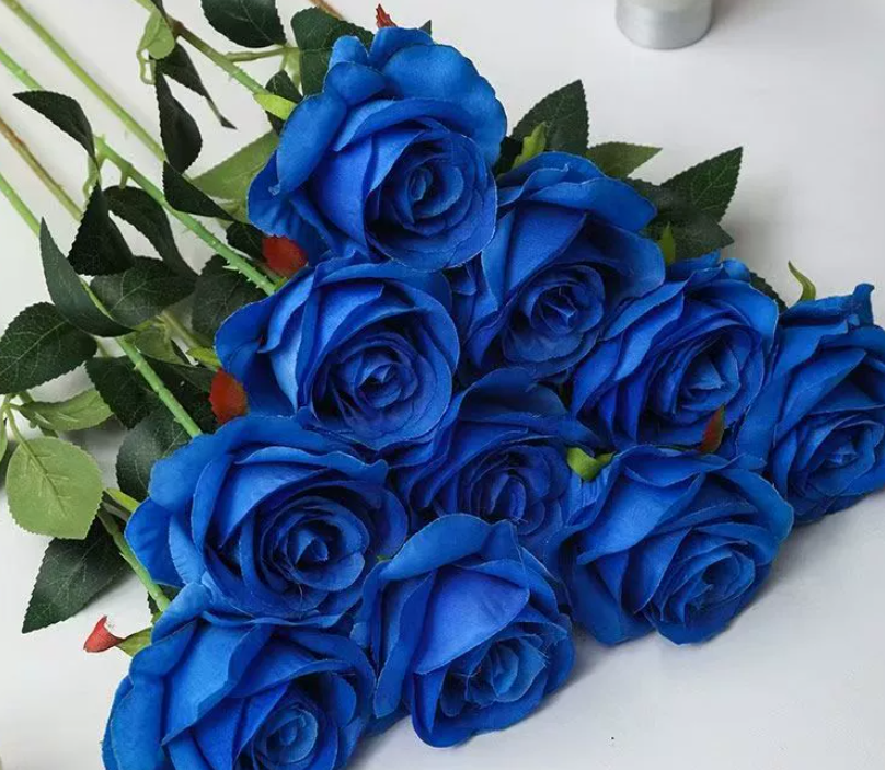 1 rosa di seta blu scuro