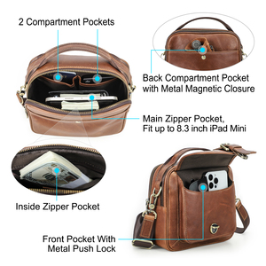 מפעל של מגע מכירה חמה לגברים וינטג' עור אמיתי תיק שליח צולב גוף תיק כתף חדש לגברים תיק יוקרה - Product Image 5