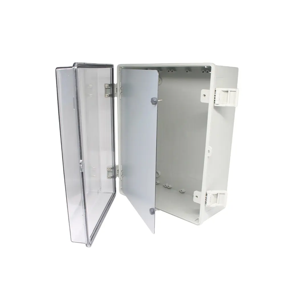 MANHUA Boîte étanche 400*300*170mm IP65 Boîtier en polycarbonate ABS Boîte de jonction avec plaque métallique à double porte Boîte de distribution