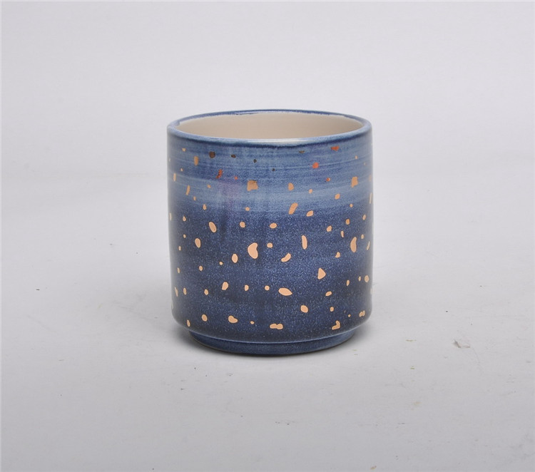 Space Star luxury home decoration candlestick ceramic cylinder candle holder with lid