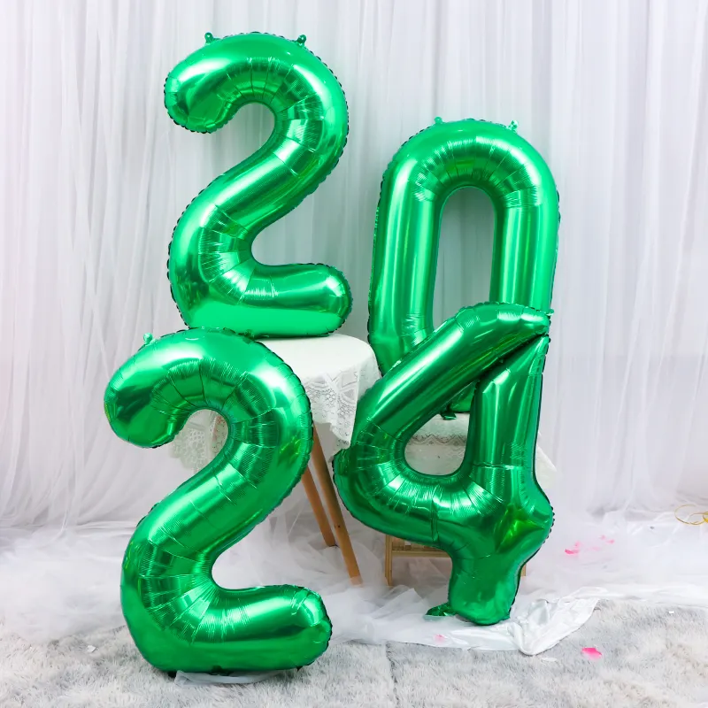 Atacado 16 32 40 polegadas vários números de cores 2024 balões de folha para decoração de festas