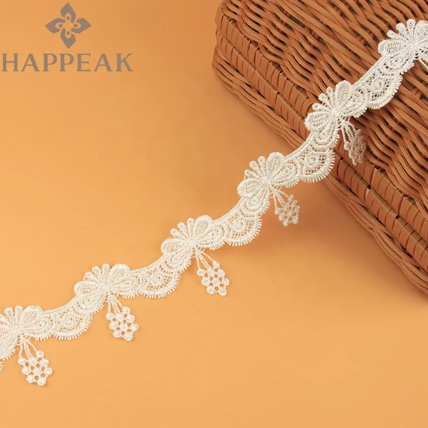 Happpeak – ruban de dentelle à coudre blanc, garniture de dentelle en Poly broderie Vintage pour la décoration de Lingerie