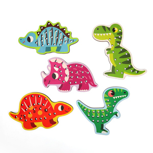 Children <strong>String</strong> Threading Toy Early Educational Hand-eye Coordination Cartoon Animal Threading Wooden Board Toy DIY - Product Image 3