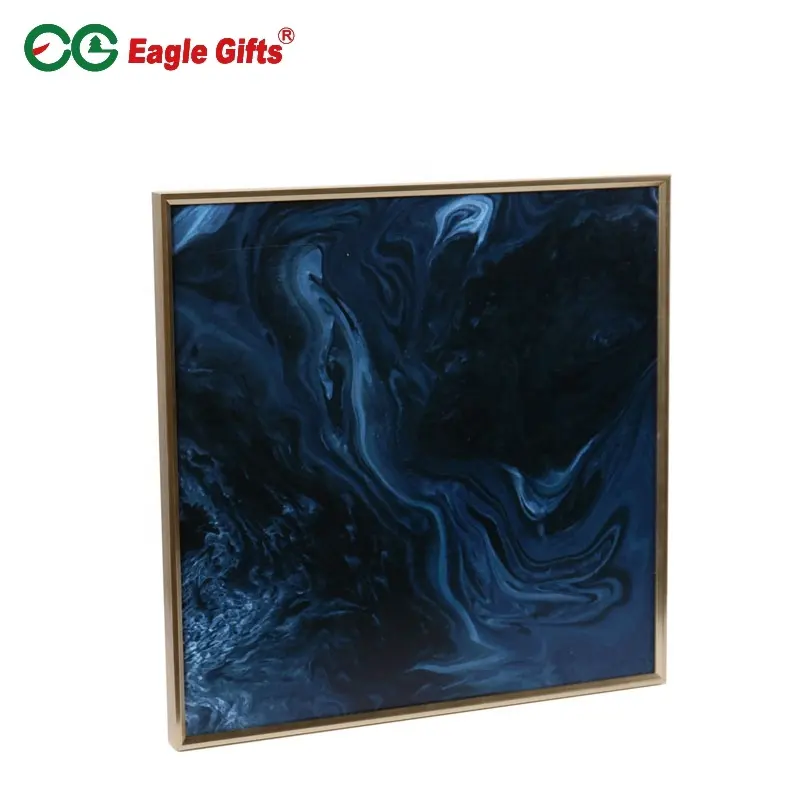 モダンなキャンバス絵画ポスターアートゴールドブルー暗い海の壁アートスカンジナビアのフレームレス抽象的なリビングルームの装飾