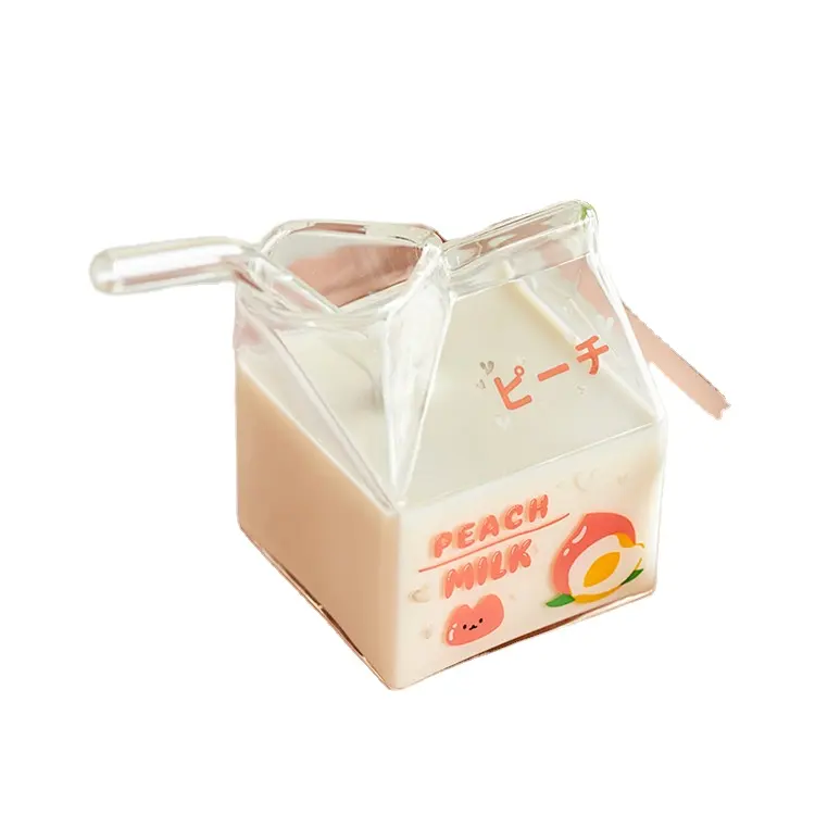 380ML पारदर्शी कांच दूध बॉक्स कप अभिनव डिब्बों नवीनता दूध कॉफी रस कप क्रिस्टल नाश्ता पीने के बर्तन 3060