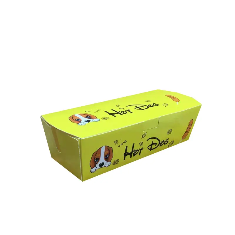 Winter favourite Boîte d'emballage rectangulaire jetable personnalisée pour hot-dog au fromage Pochette pour œuf Carton pour saucisse