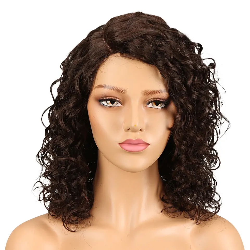 Noble 14 Inch Loose Curly Wave Human Hair Lace Wigs L Part Indian Remy Hair Loose Curly Lace Wig
