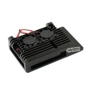 Waveshare Aluminium Alloy <strong>Case</strong> for <strong>Raspberry</strong> <strong>Pi</strong> 4 <strong>Model</strong> B Black Armour with Dual Cooling Fans - Product Image 1