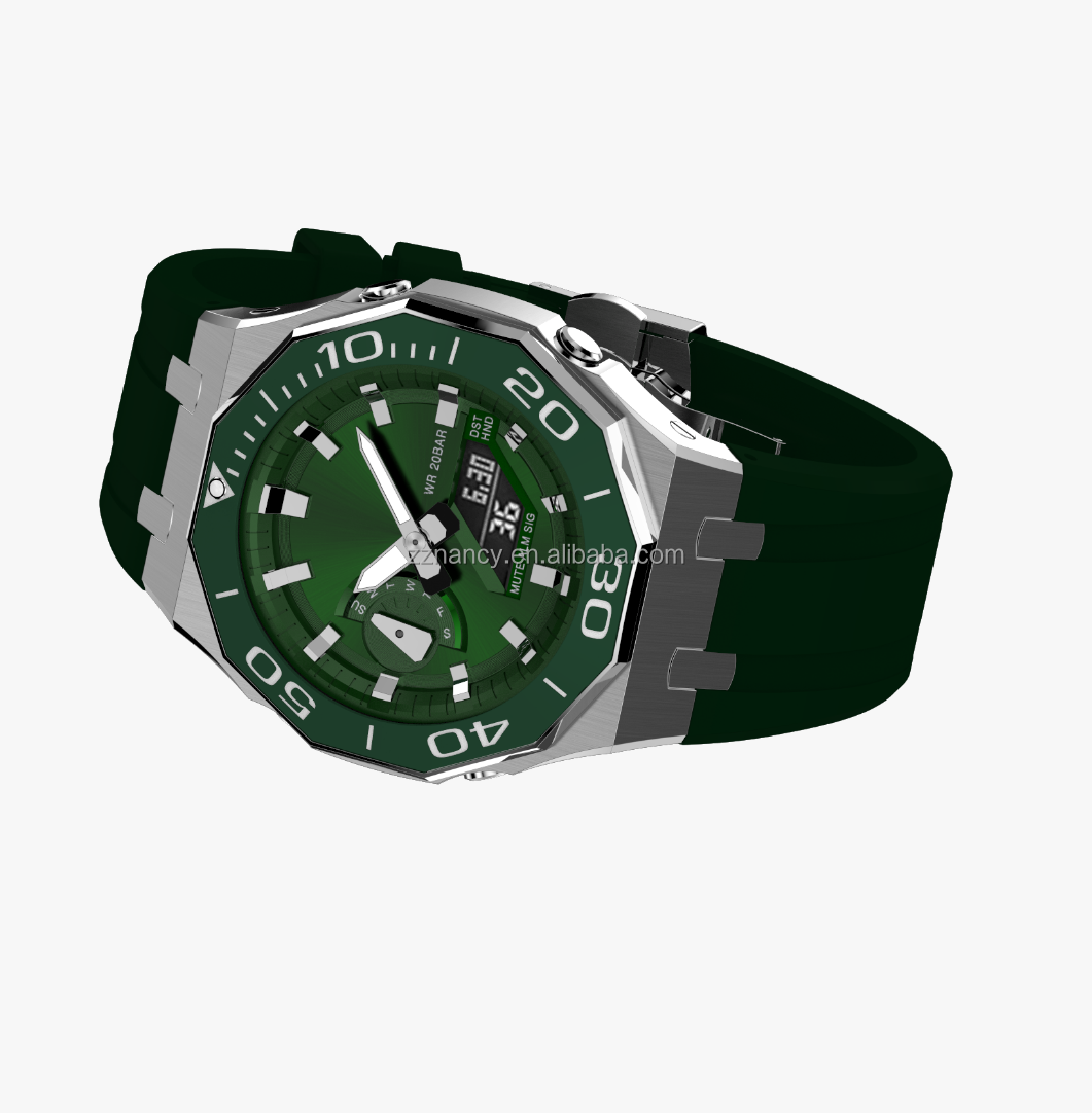 Boîtier vert et bracelet noir