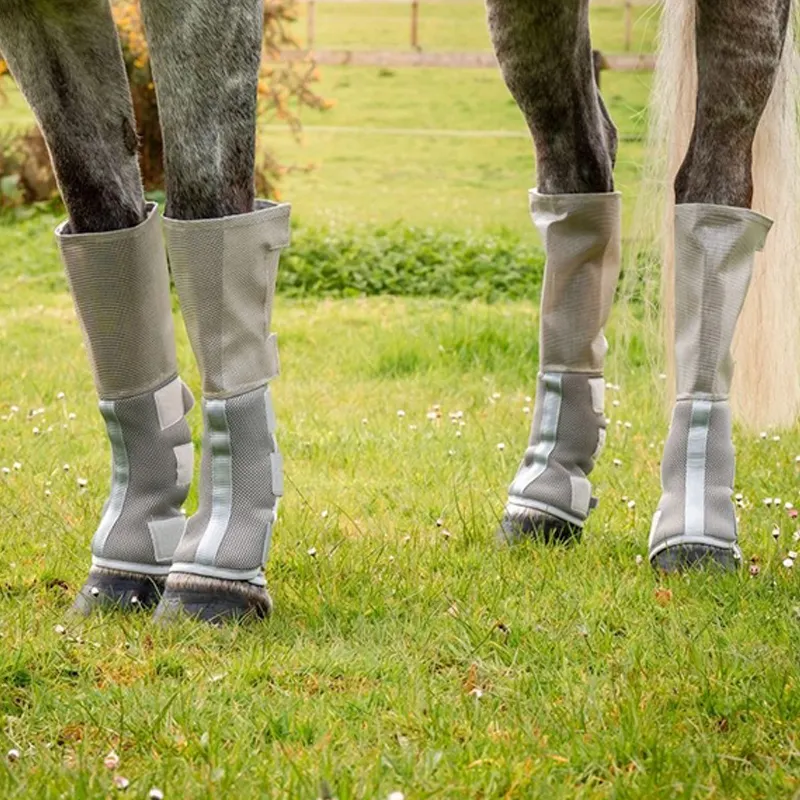 PVC mesh boot with soft fabric horse legging protection Leg wrap horse fly boots with customize logo