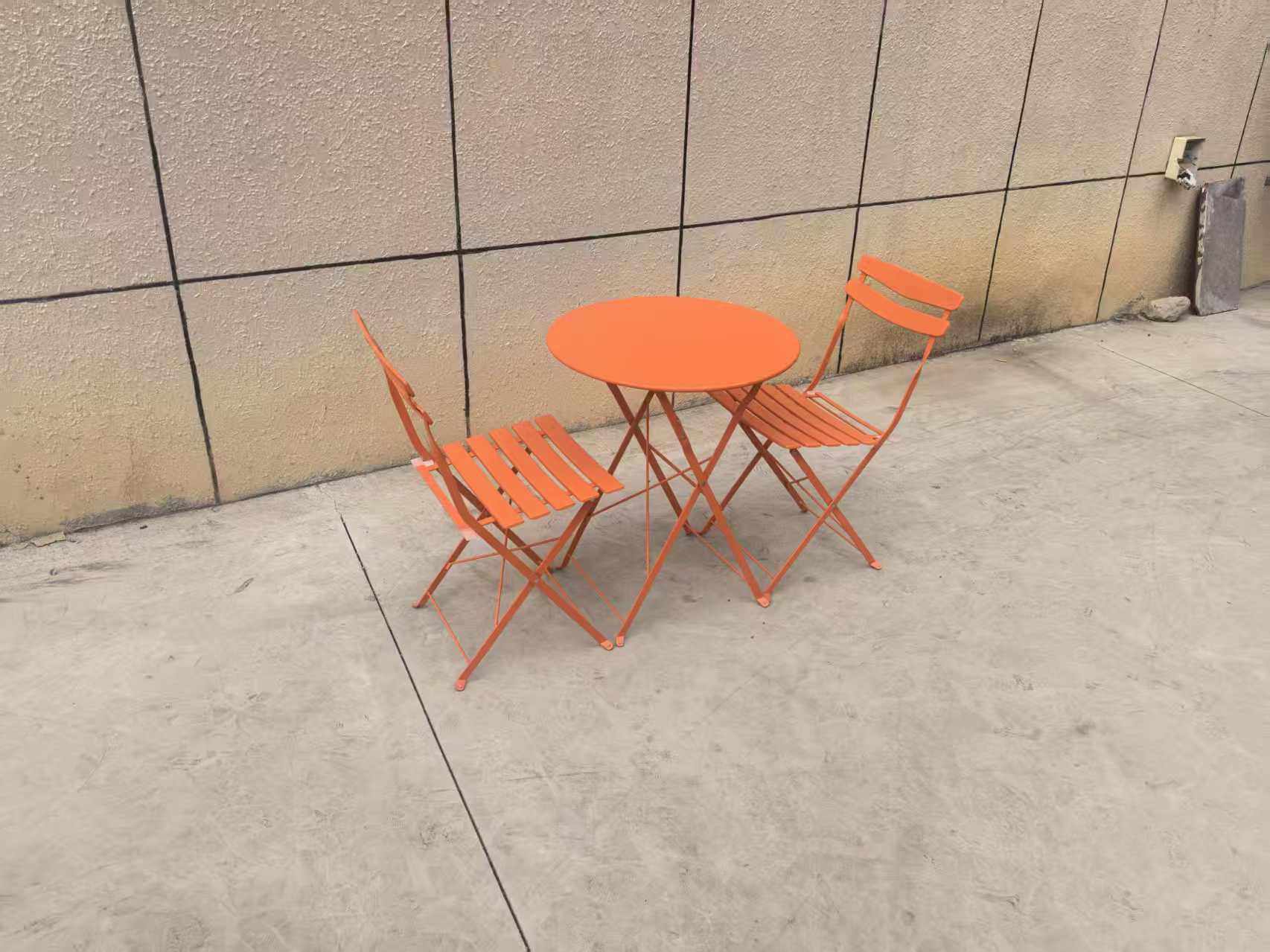 Orange-one table and two chairs