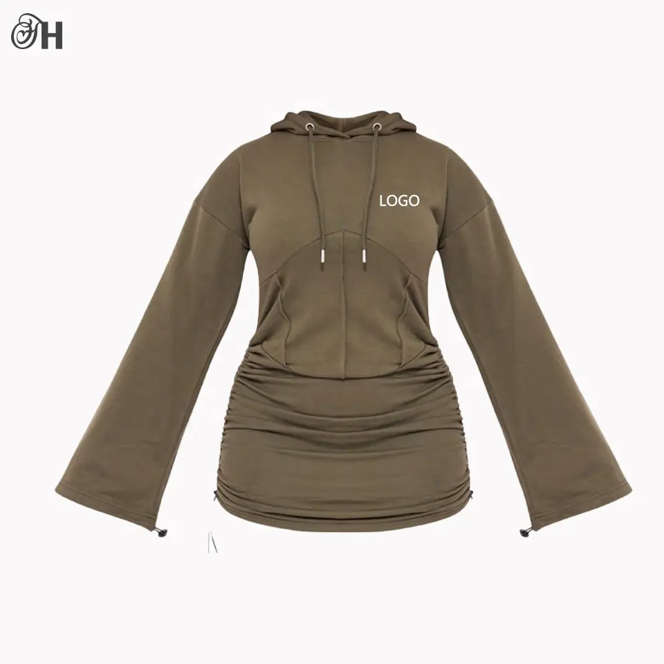2024 New Custom Shape Khaki Branded Corset Hooded Jumper Dress