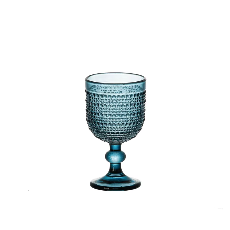 Petit verre à vin gouttes de pluie bleues