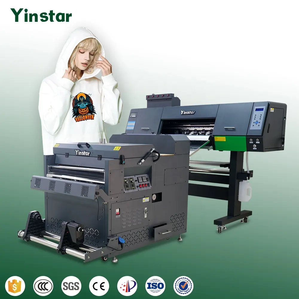Yinstar 60cmdtfプリンターTシャツ印刷機 (シェーカーと乾燥機付き) 大判デジタルインクジェットプリンターi3200プリントヘッド