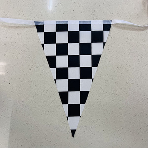 Triangular White and Black Checkered <strong>Bunting</strong> Banner Pennant Racing Car <strong>String</strong> <strong>Flag</strong> <strong>Customized</strong> <strong>Bunting</strong> <strong>Flag</strong> - Product Image 1