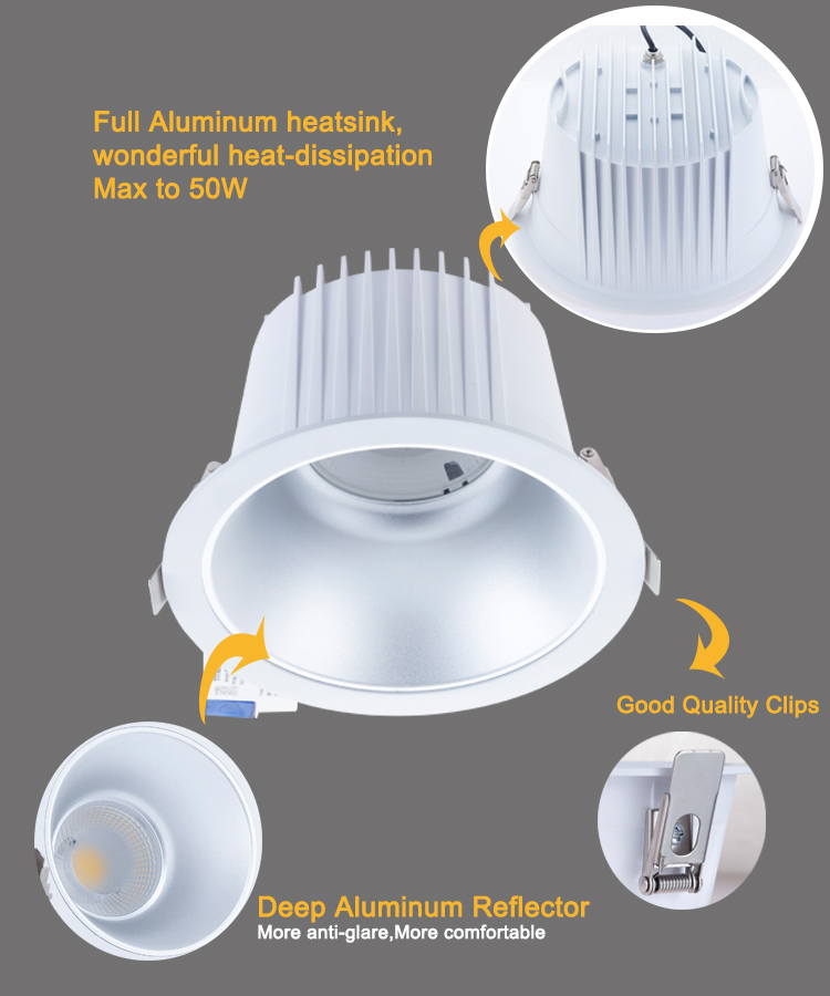 Aluminum Housing 1200lm Ceiling Lights 4 Inch 10w 12w 15w  Black Led Commercial recessed Downlights