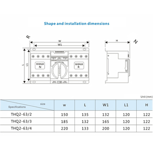 電源自動転送スイッチCB60amp 6〜63amp 2/3/4ポール110v220vロータリー小型発電機切り替えスイッチOEM