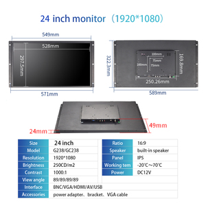Pantalla táctil capacitiva de 24 pulgadas, 1920x1080, monitor industrial de marco abierto, monitor LCD USB, pantalla con VGA, para ordenador PC - Product Image 4