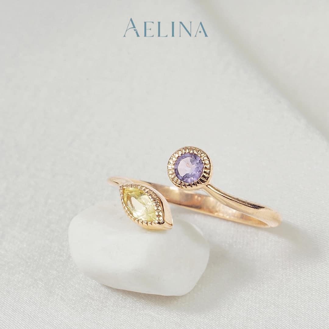 ไพลินสีม่วง (Rd.) + เลมอนควอตซ์ (ม. Q.)