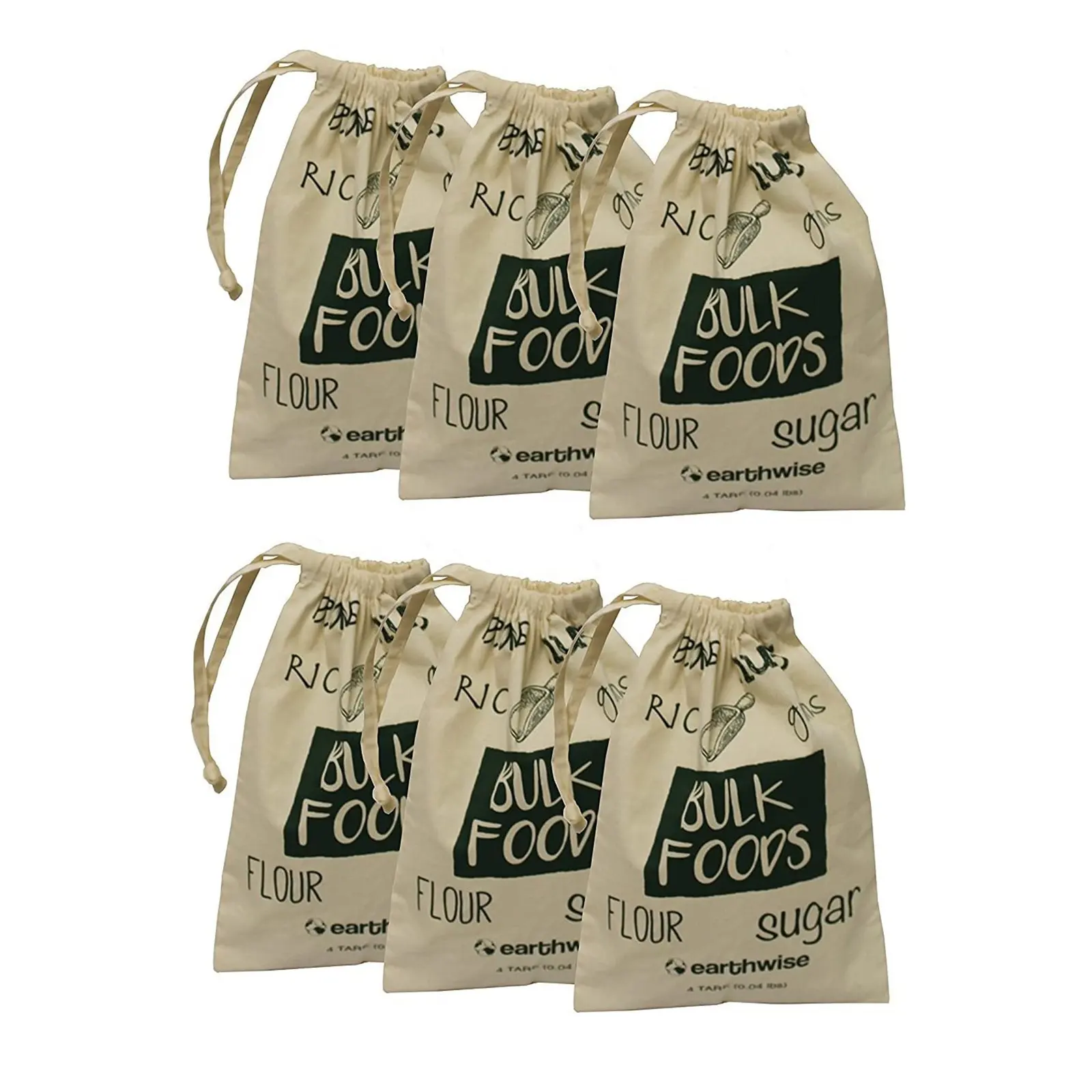 Ruthbag Cotton Reusable Produce Bags zum Einkaufen Lagerung von Bulk Foods Nuts Grains Reismehl Sugar Produce Draw string